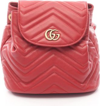 Gucci Red Color Leather Backpack (Pre-Owned)