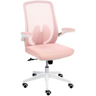 Beliani Office Chair Pastel Pink Mesh Swivel Base Adjustable Height Lift-Up Armrests Home Office Modern OVERLORD