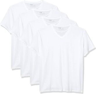 Chaps Mens 4-Pack Underwear V-Neck Shirt In White