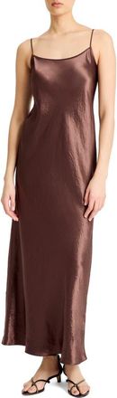 Vince Hammered Satin Maxi Slipdress in Chocolate at Nordstrom Rack, Size Large