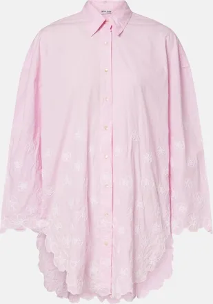Juliet Dunn Embroidered cotton poplin shirt