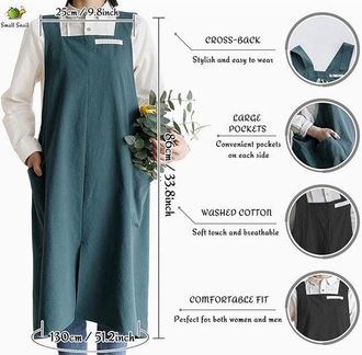 OEM Delantal Con Bolsillos, Delantal Informal Liso, Unisex, Tallas Grandes, Azul