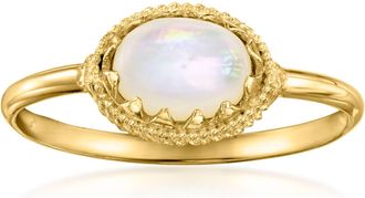 Ross-Simons Italian Mother-Of-Pearl Milgrain Ring in 14kt Yellow Gold