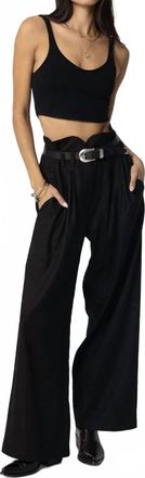 Stillwater Stretch Linen Knotch Waist Pants In Black