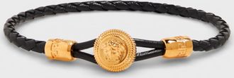 Versace Unisex Medusa Biggie Braided Bracelet in Black - Size X-Large