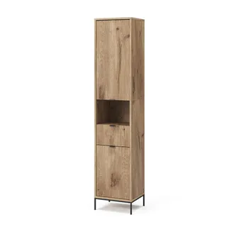 Vicco Mobiletto Da Bagno Eliza, Quercia Vichinga, 40 X 190 Cm Con Ante E Cassetto