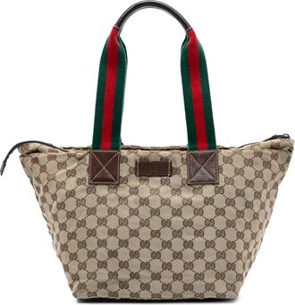 Gucci Borsa tote in tela GG con decorazione Web 2000-2015 - Marrone