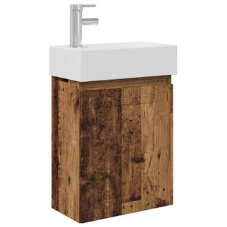 vidaXL M&oacute;dulo De Ba&ntilde;o Con Grifer&iacute;a Madera Envejecida Vidaxl