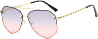 Generic Large Frame Metal Women Sunglasses Outdoor Commuter Party Sun Glasses(Grey)