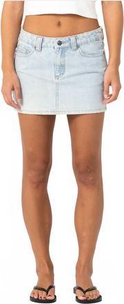 Rusty Mavericks Low Rise Denim Mini Skirt In Sky Blue Heather