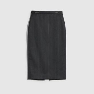 Gucci Pinstripe Wool Pencil Skirt, Black