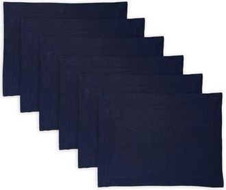 Solino Home Linen Placemats Set of 4, 14 x 19 Inch for Dining Table, Holiday and Everyday Table Decor - Sonoma in Indigo Navy at Nordstrom, Size