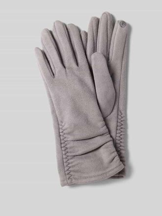 Eem Fashion Handschuhe mit Raffungen in Mittelgrau Melange, Gr&ouml;&szlig;e L