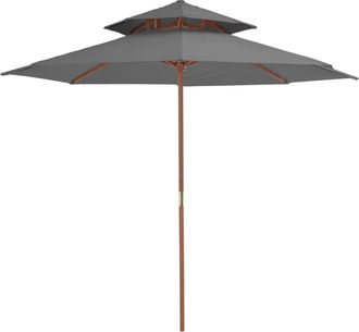 vidaXL Vidaxl - Sombrilla De Dos Niveles Con Palo De Madera Antracita 270 Cm