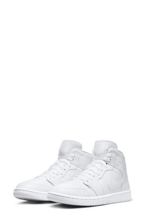 Nike Jordan Air Jordan 1 Mid Basketball Sneaker in White/White/White at Nordstrom, Size 7