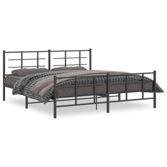 Berkfield Home Metal Bed Frame without Mattress with Footboard Black 183x213cm | Size: 183x213 cm