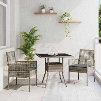 vidaXL Conjunto De Comedor De Jard&iacute;n 3 Pcs Gris Polirat&aacute;n Vidaxl