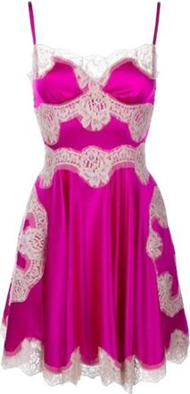 Dolce & Gabbana Pink Silk And Lace Slip Dress Size 36