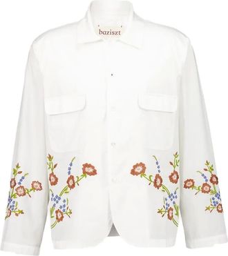 Baziszt Camicia Hocha con ricamo a fiori - Bianco