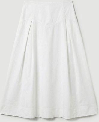 Karen Millen Womens Plus Size Cotton Woven Prom Skirt With Dropped Waist Detail - White - Size 18 UK