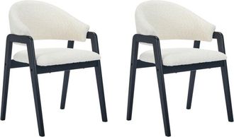Vente-Unique Vente-unique - Sedia con braccioli in Tessuto bouclette e Legno di hevea Bianco e Nero - Lotto di 2 - soluna
