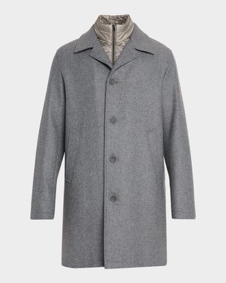 Herno Men & apos;s Wool Car Coat with Bib