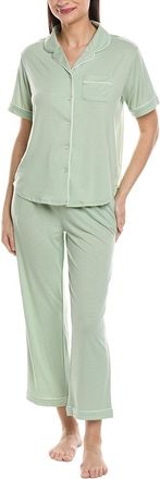 Flora Nikrooz Flora By Flora Nikrooz 2Pc Knit Notch Collar Capri Pajama Set