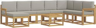 vidaXL Conjunto De Sof&aacute;s De Exterior 9 Uds. Blanco Y Gris Claro Vidaxl