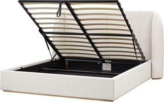 Beliani Cama matrimonial de tejido blanco 160x200