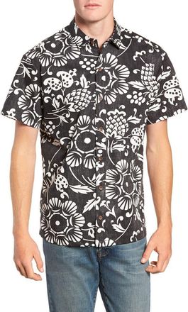 Kahala Dukes Pareo Trim Fit Sport Shirt in Black at Nordstrom, Size Small