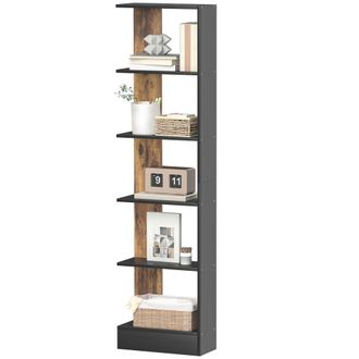 HOMCOM Homcom Libreria Salvaspazio Moderna A 5 Ripiani 45x21x170 Cm Marrone E Nero