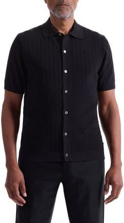 Bugatchi Short Sleeve Cardigan in Black at Nordstrom Rack, Size Large