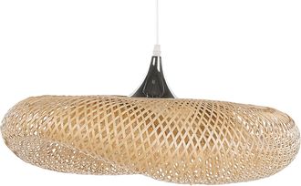Beliani L&aacute;mpara Colgante De Madera De Bamb&uacute; Estilo Boho L&aacute;mpara De Techo Boyne