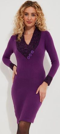 Joe Browns Cable V-Neck Sweater Dress in Deep Purple at Nordstrom, Size Small