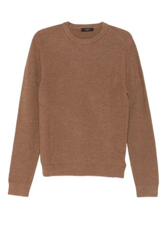 Zanone crew-neck sweater - men - Wool - 50 - Brown