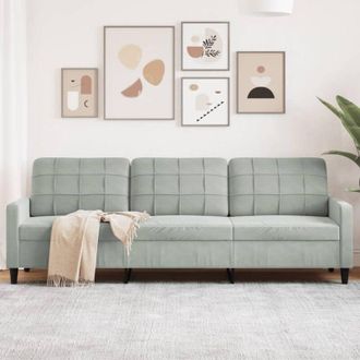 vidaXL Sof&aacute; De 3 Plazas Terciopelo Gris Claro 210 Cm Vidaxl