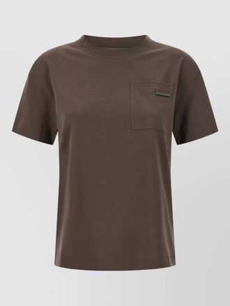 Brunello Cucinelli shiny tab crew neck chest pocket t shirt