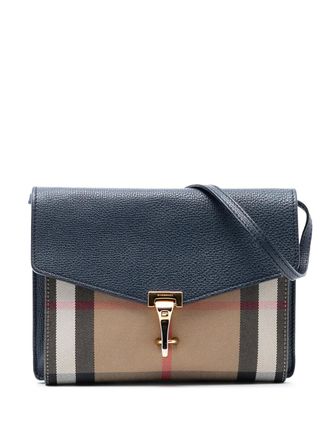 Burberry 2000-2017 Small Leather and House Check Canvas Derby Macken crossbody bag - Blue