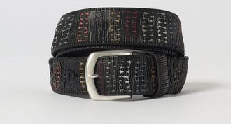 Orciani Cintura Orciani in pelle goffrata con ricami multicolor