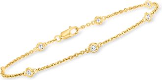 Ross-Simons Bezel-Set Diamond Station Bracelet in 18kt Gold Over Sterling
