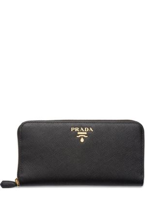 Prada large saffiano leather zip wallet - Black
