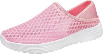 Generic Spring New Casual Shoes Border Hot Plus One Foot On Mesh Shoes Moms Shoes Womens Slipper Socks with Grippers (Pink, 5.5)