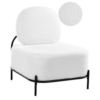 Beliani Sill&oacute;n Decorativo Tapizado En Boucl&eacute; Estructura De Metal Estilo Retro Blanco Lunde