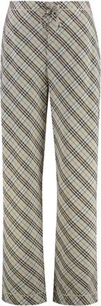 Burberry Geruite katoenen broek - Dames - Wijde Broeken - Grijs - 2XS - Katoen - Broeken