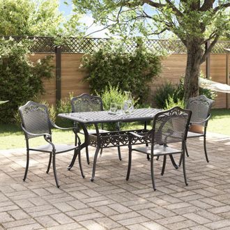vidaXL Conjunto De Comedor De Jard&iacute;n 5 Pcs Negro Aluminio Vidaxl