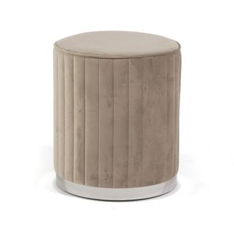 Siediti Fuori e Dentro Puff terciopelo acolchado base cromada beige/plata
