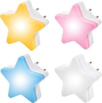 OEM Luz Nocturna Led Con Forma De Estrella, Fotosensible, Compatible Con Enchufes, Forma De Estrella, 80 Mm X 80 Mm