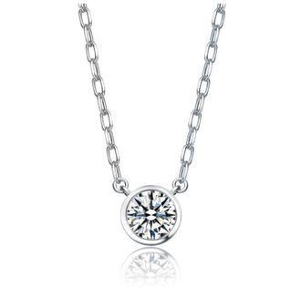 Rachel Glauber Round Stud Necklace with Clear Cubic Zirconia