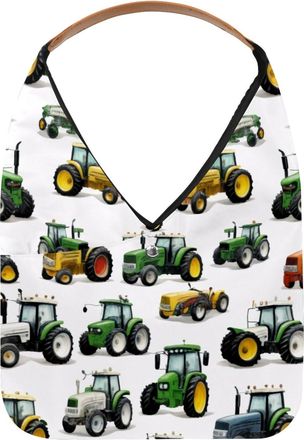 Generic Tractors Pattern Reusable Lightweight Grocery Bags - Foldable Into Compact Pouch, Washable & Sturdy, Multipurpose for Shopping and Travel