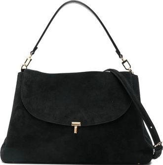 Toteme T-Lock suède schoudertas - Zwart